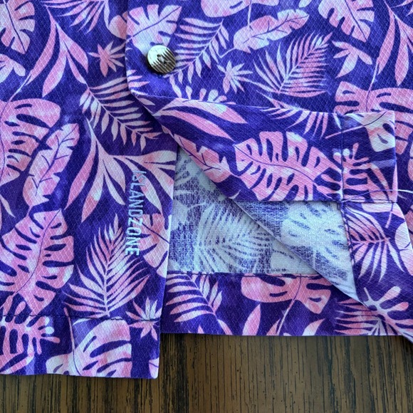 Tommy Bahama IslandZone Monstera Men LRG Purple Pink Silk Poly Coolmax Tropical - Picture 9 of 13